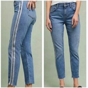 Anthropologie Pilcro‎ and The Letterpress Tuxedo Stripe Raw Hem Jeans 27